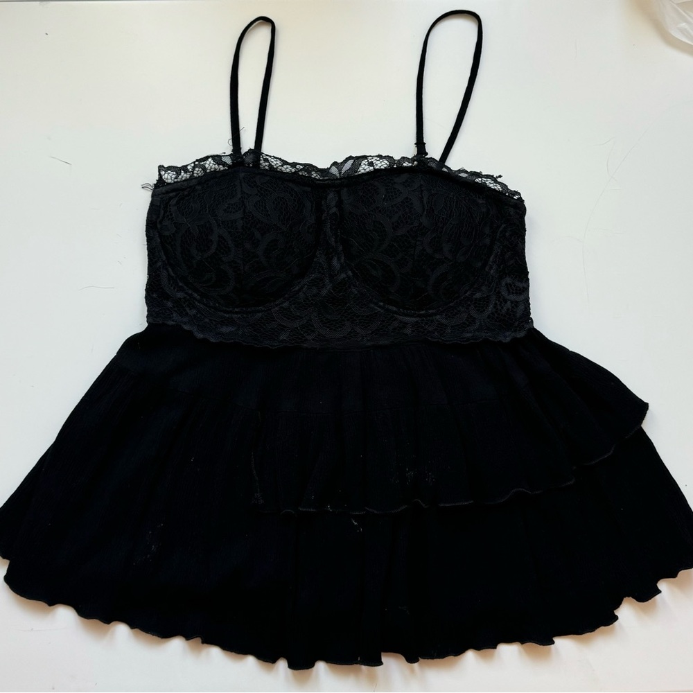 black lace top with removable straps